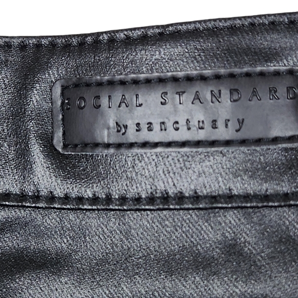 Social Standard by Sanctuary Black Faux Leather Ankle Skinny Pants Womens Size 6 - Picture 11 of 16